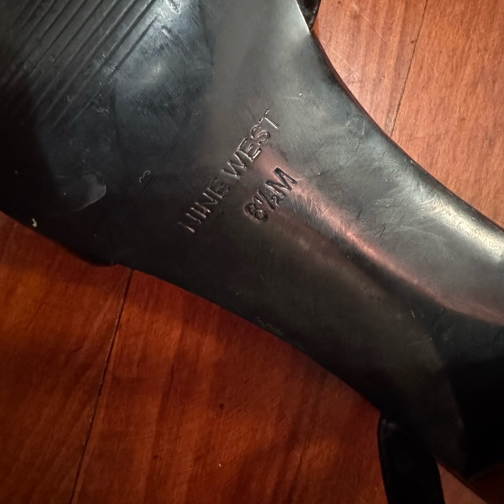 Nine West Black Patent Ankle-Strap Heels - Picture 6 of 7